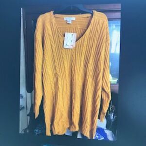 Long Sleeve V Neck Sweater . Woman's Size: 3X {24-26} . Forelli